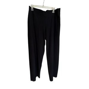 Eileen Fisher Black Stretch Crepe Pull On Ankle Pants P6375M Womens Medium